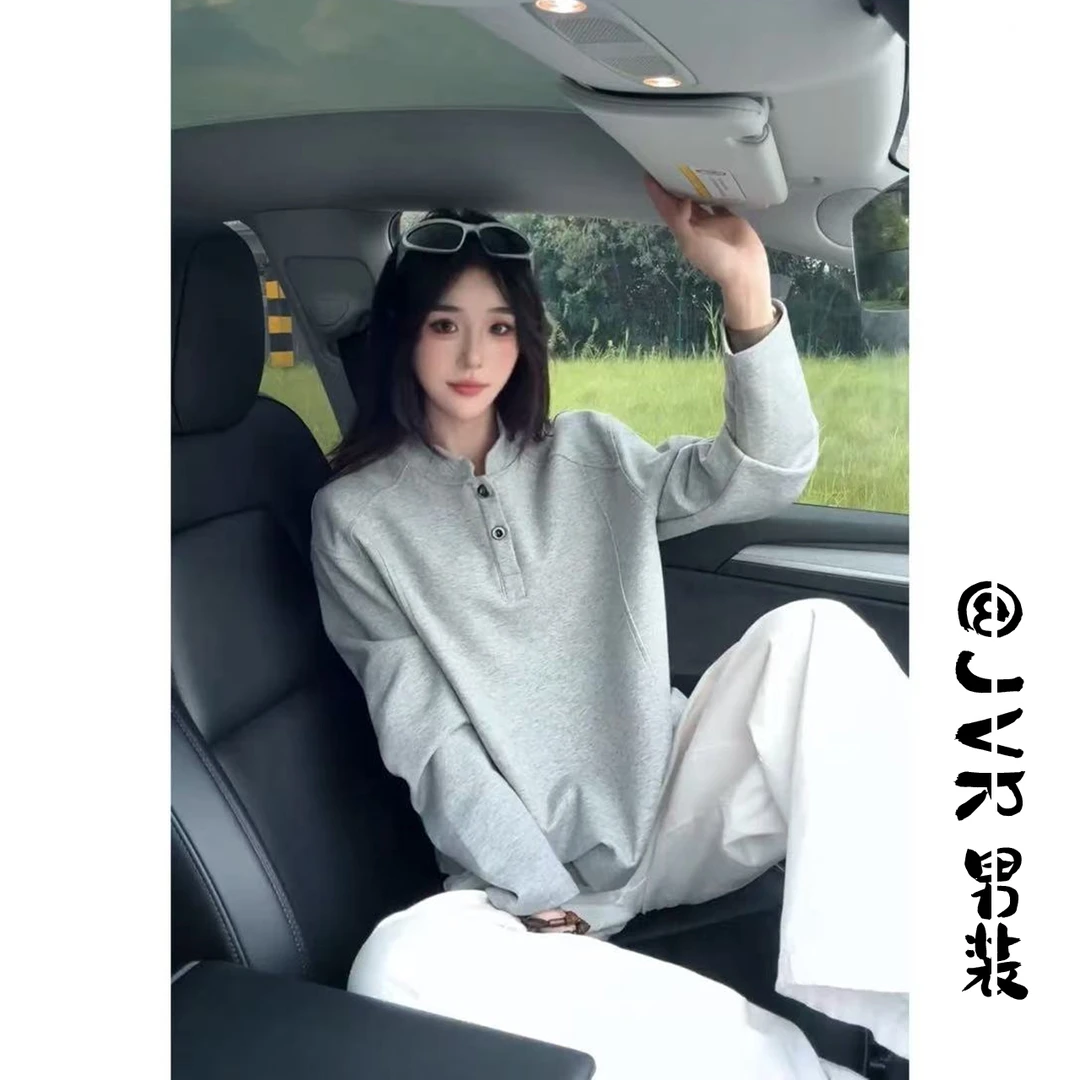 【运费险+6小时现货】花灰色亨利领长袖t恤男秋季cleanfit正肩polo