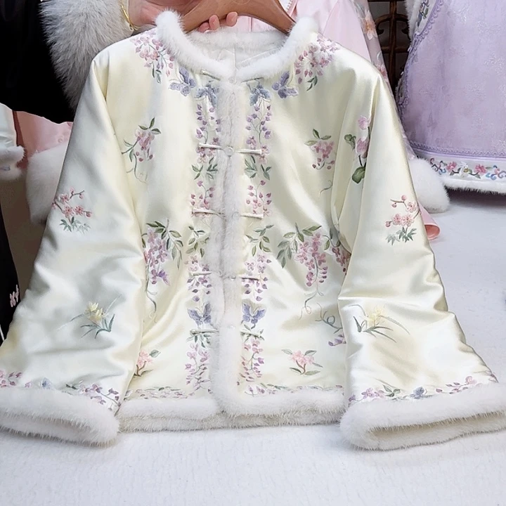 织绣紫藤桑蚕丝冬款上衣