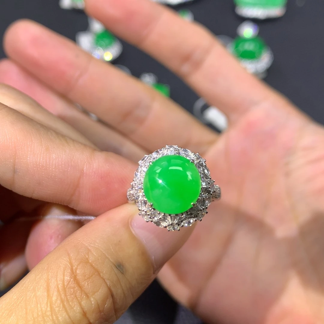 翡翠戒指18K金镶嵌两用款