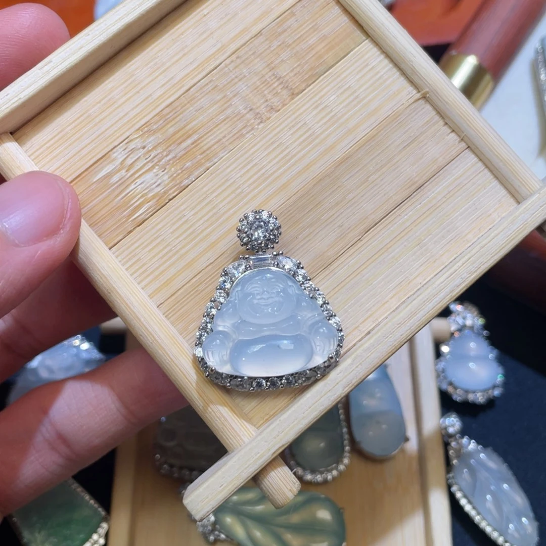 翡翠银S925镶嵌吊坠(不含链)