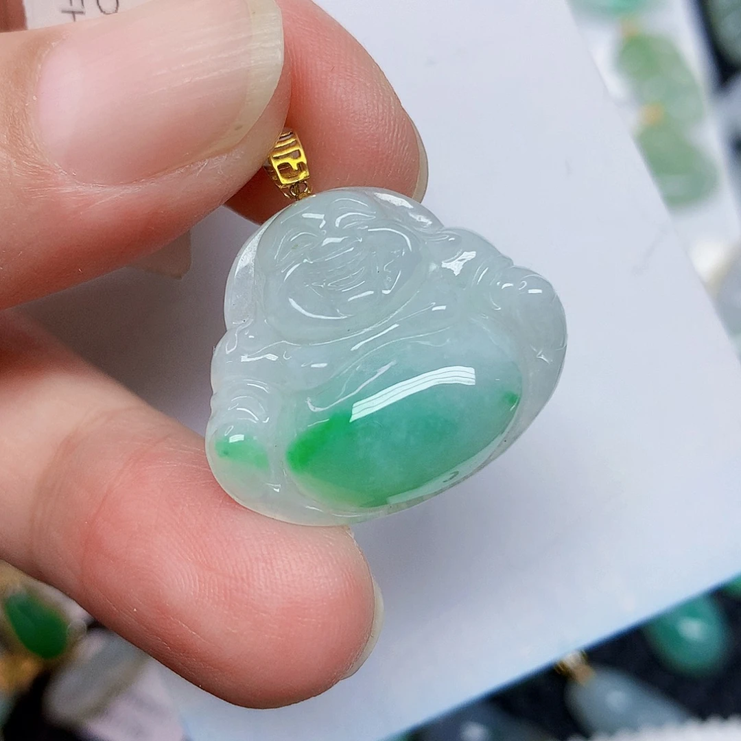 翡翠18K金镶嵌颈饰4578897