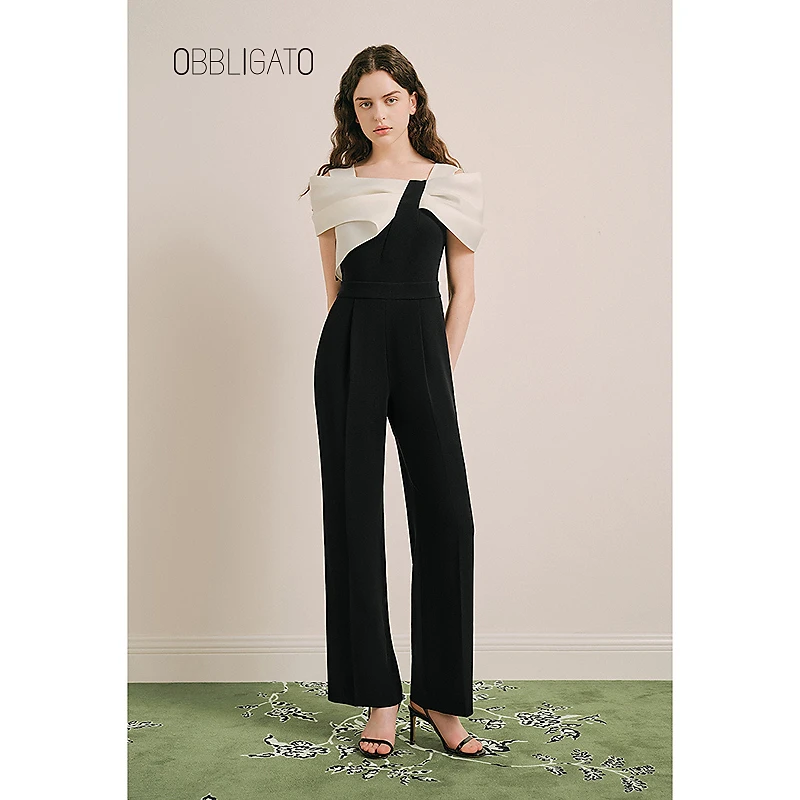 OBBLIGATO奥丽嘉朵1C64202040专选蝴蝶结撞色连体裤（活动）