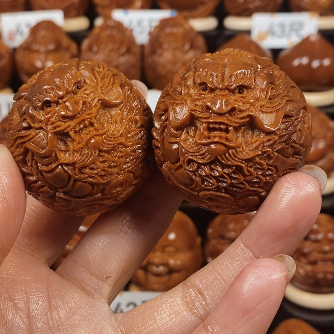 橄榄核吊坠ℳ***大龙珠一对000