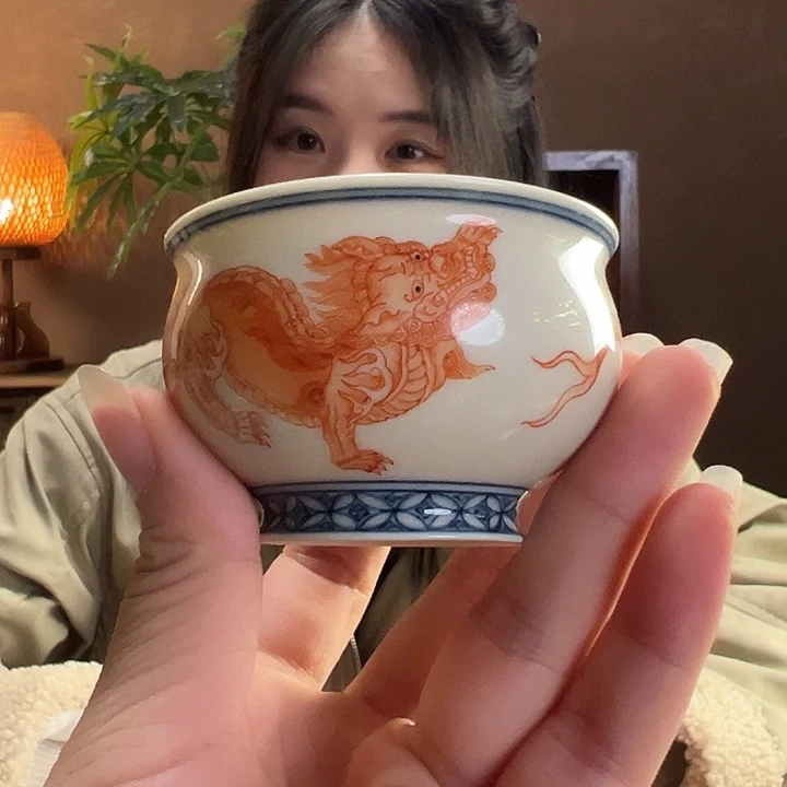 手工手绘茶具狮子