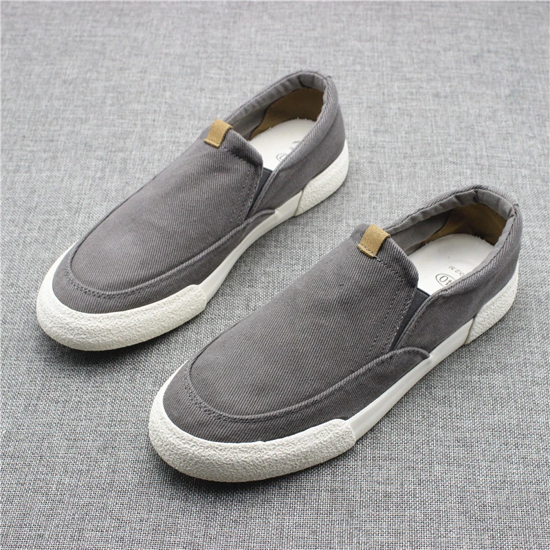 帆布鞋男士新款一脚蹬低帮板鞋轻便舒适软底时尚百搭休闲套脚鞋潮