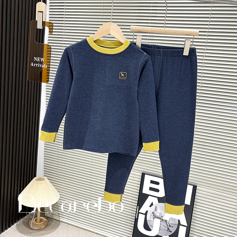 童装男童睡衣套装家居服2025新款大童秋衣秋裤保暖德绒青少年冬款