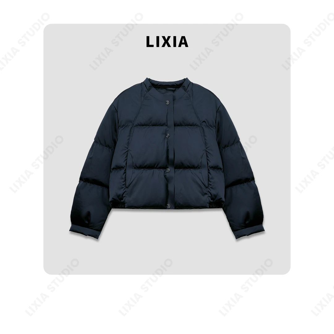 LIXIA【小冰岛】小众设计师风格保暖冬季圆领鸭绒服-A8551
