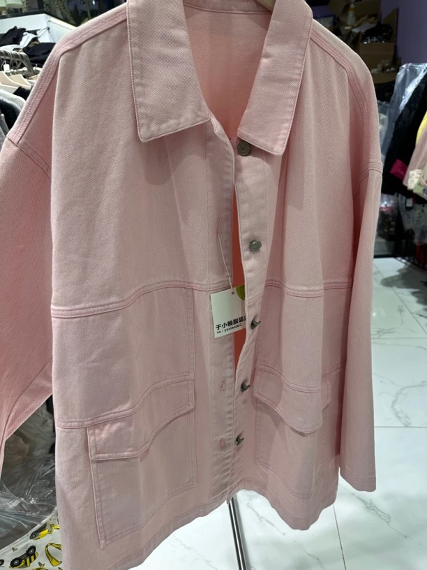 长袖宽松潮流女短外套春季纯色牛仔春款外套纽扣时尚秋款薄款