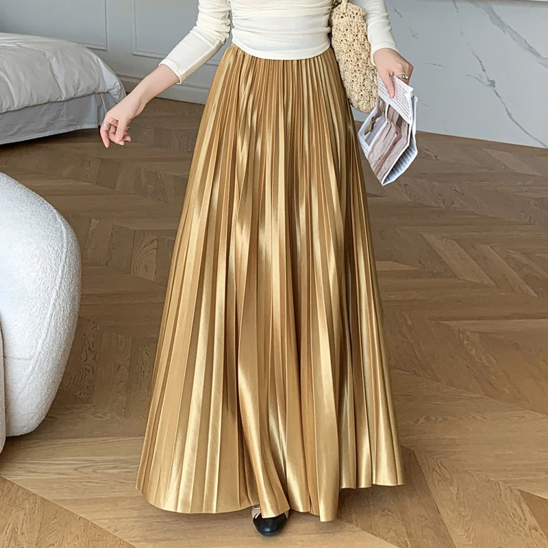 显气质松紧腰时尚百褶裙女2026春季新款百搭显瘦遮跨中长款半身裙