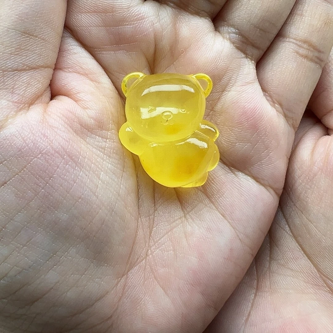 琥珀未镶嵌珠宝奇石小熊打孔不退换