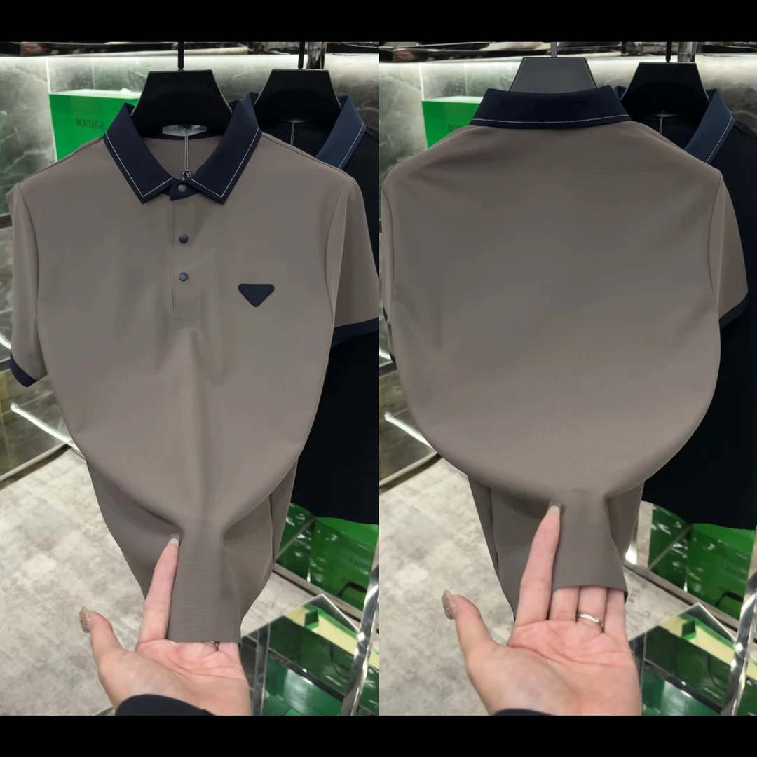 夏季翻领男士拼色无痕免熨烫polo衫6229