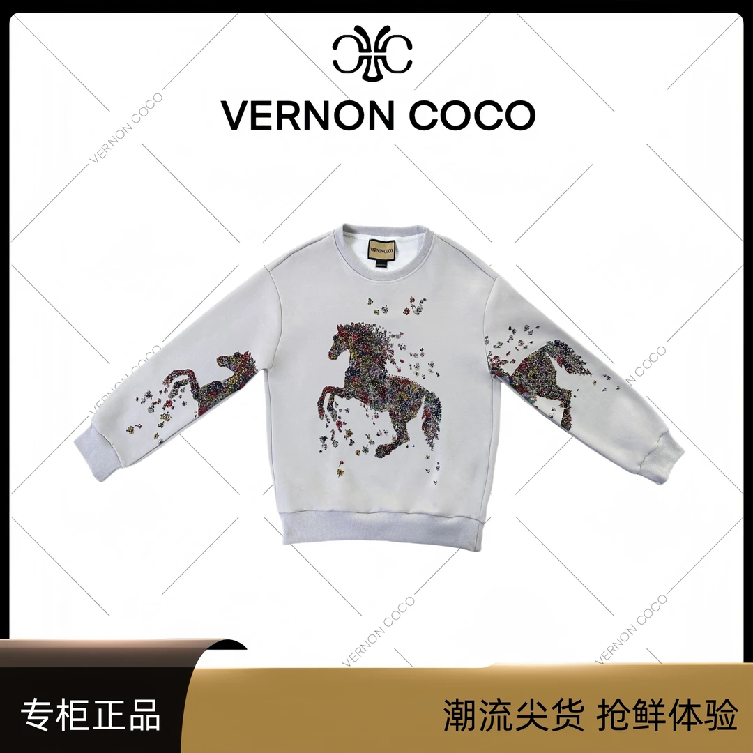 【VERNON COCO】Y30秋季小马烫钻休闲时尚卫衣VC378