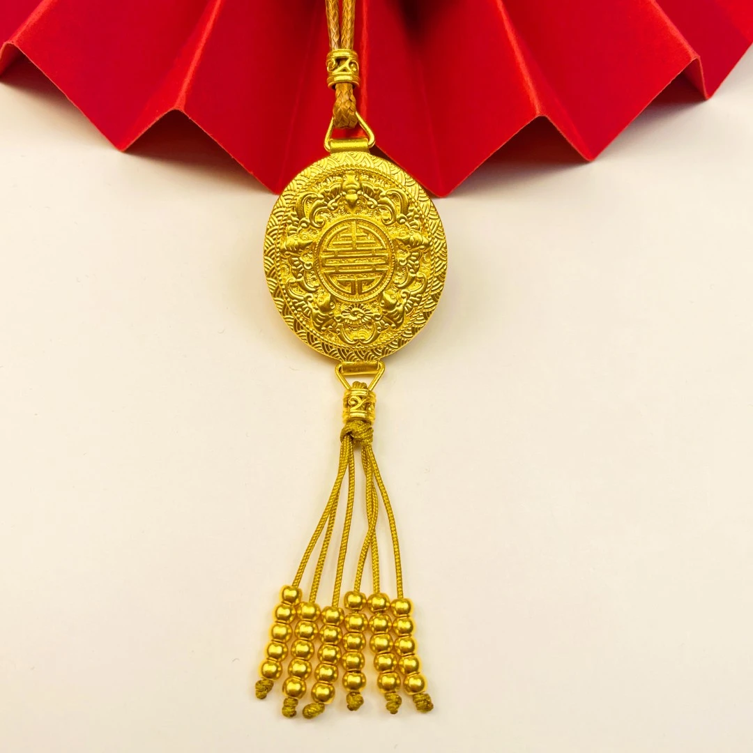 姐妹黄金 足金999素金龙凤香囊吊坠（带编绳）