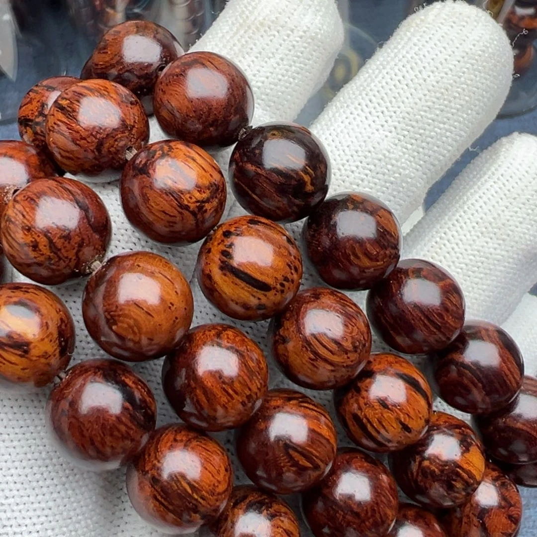 木海南红降花梨公1.2圆珠特价精品单圈