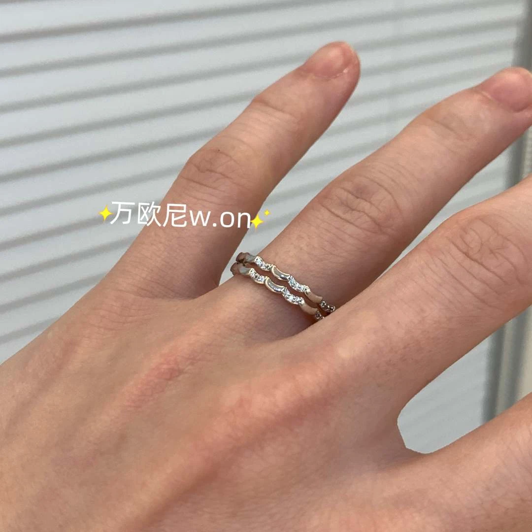 铜合金合成锆石戒指 CHANGE x 双层波浪戒指开口戒指时尚 J523