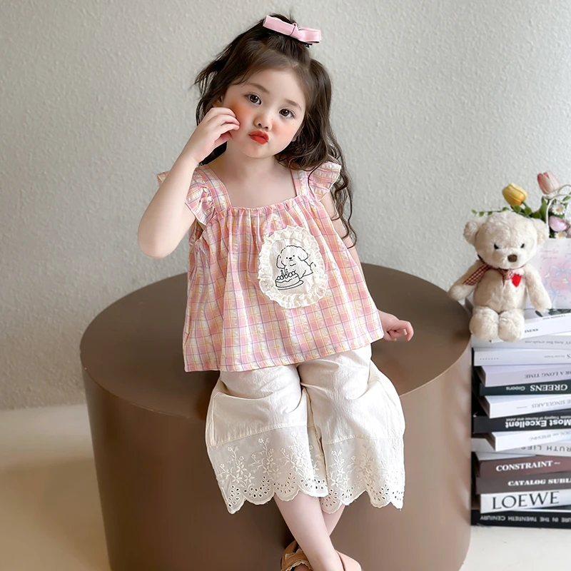 女童夏装无袖套装2025新款洋气儿童背心两件套女宝宝夏季吊带衣服