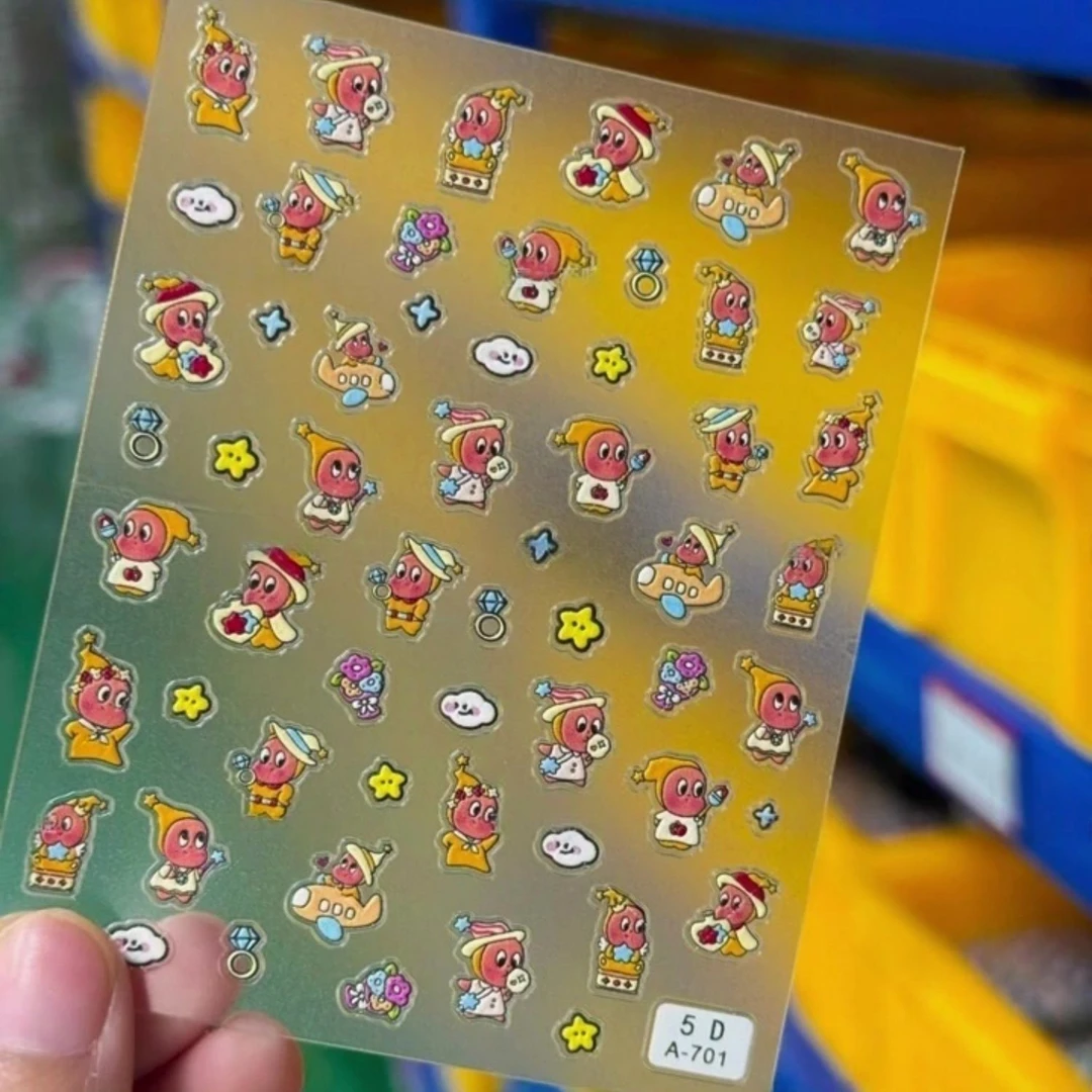 爆款泡泡马特星星人美甲贴纸浮雕立体可爱卡通指甲笔杆手账相机贴