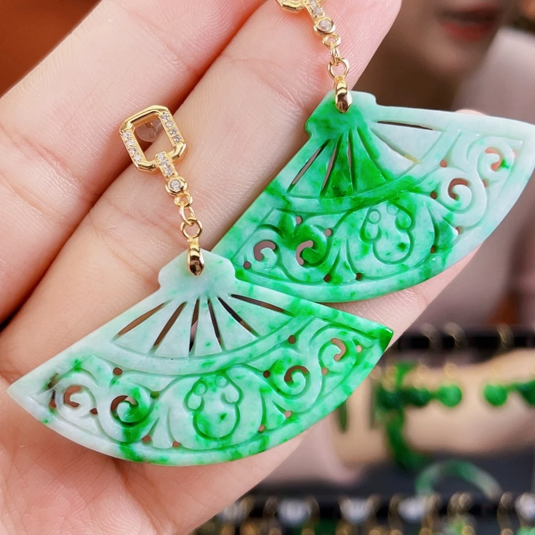 翡翠银S925镶嵌耳饰