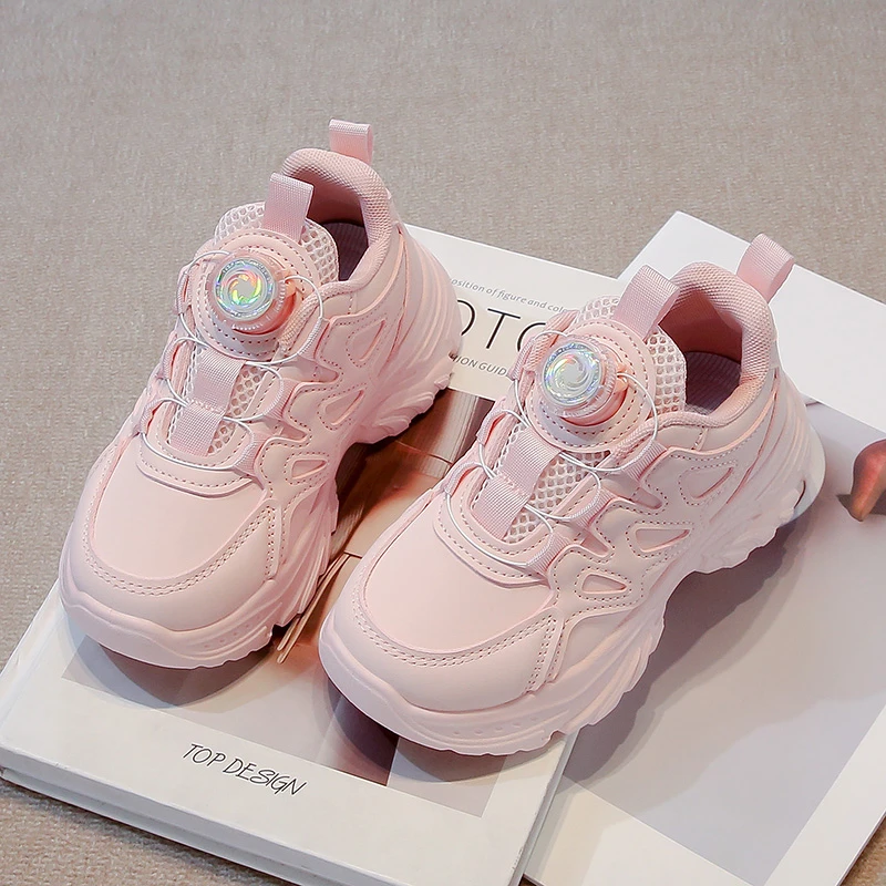女童鞋子春秋款2025新款儿童运动鞋中大童女孩粉色洋气炸街老爹鞋