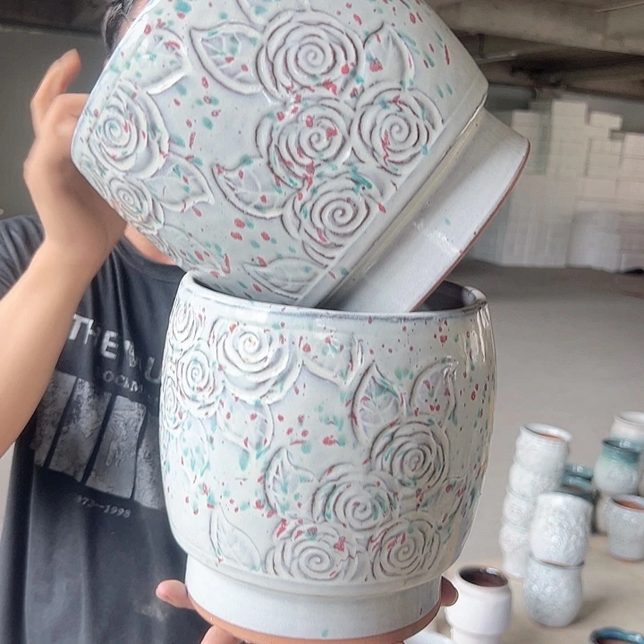 紫砂花盆高20口20