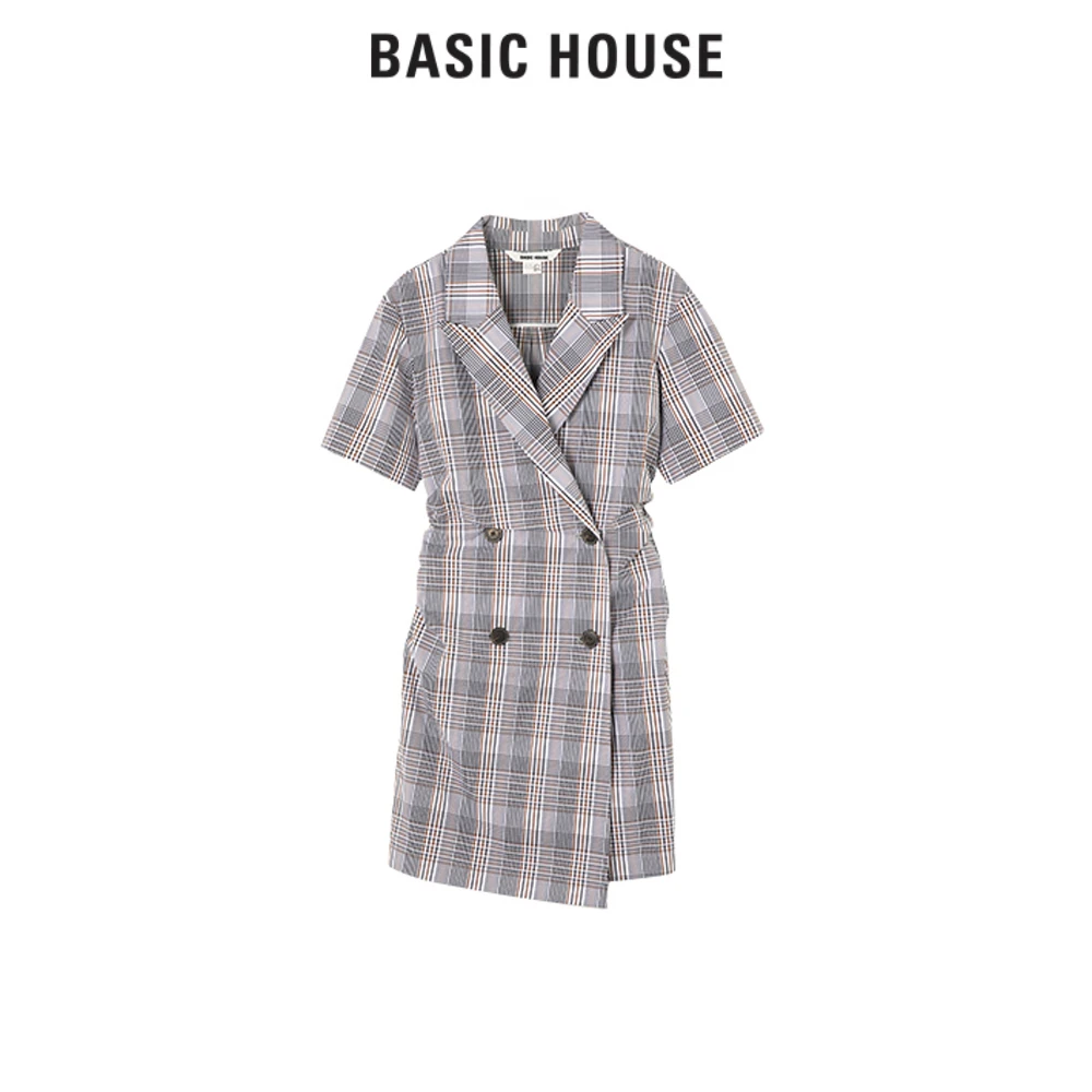 Basic House/百家好时尚格纹连衣裙 BJ2444-HVOP321RBR