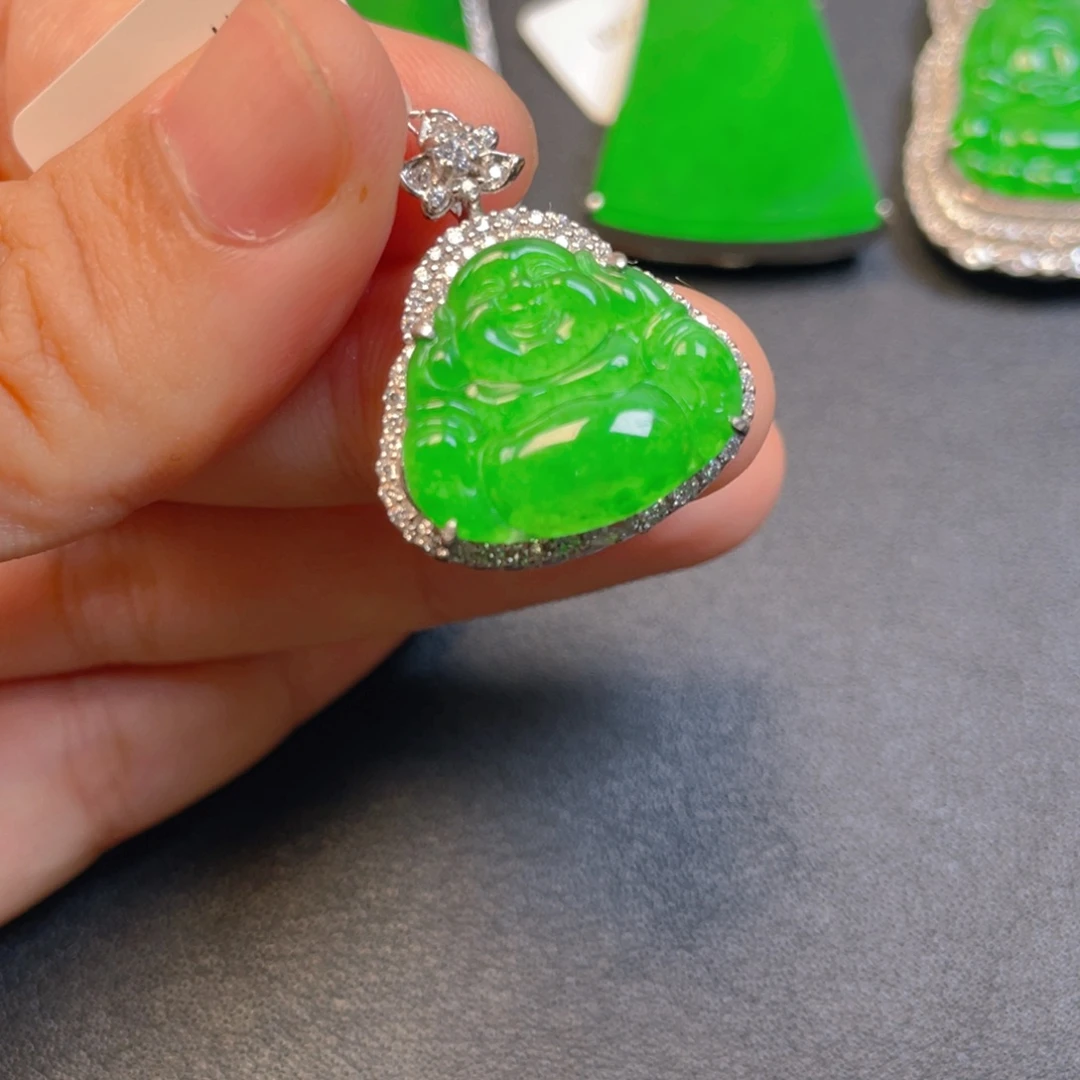 翡翠银S925镶嵌吊坠(不含链)