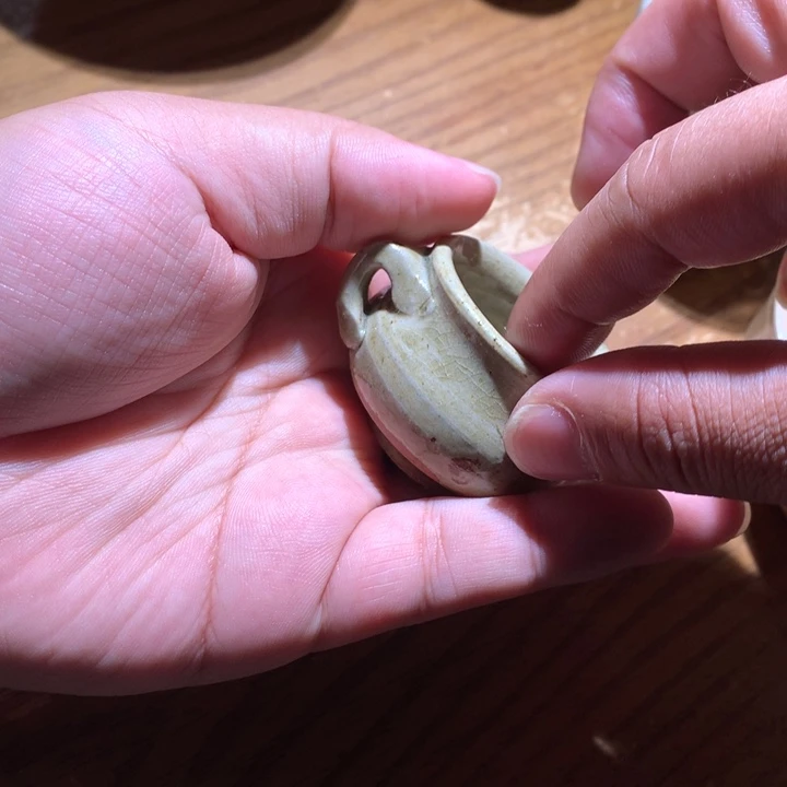 茶盏青釉双耳琴炉11111