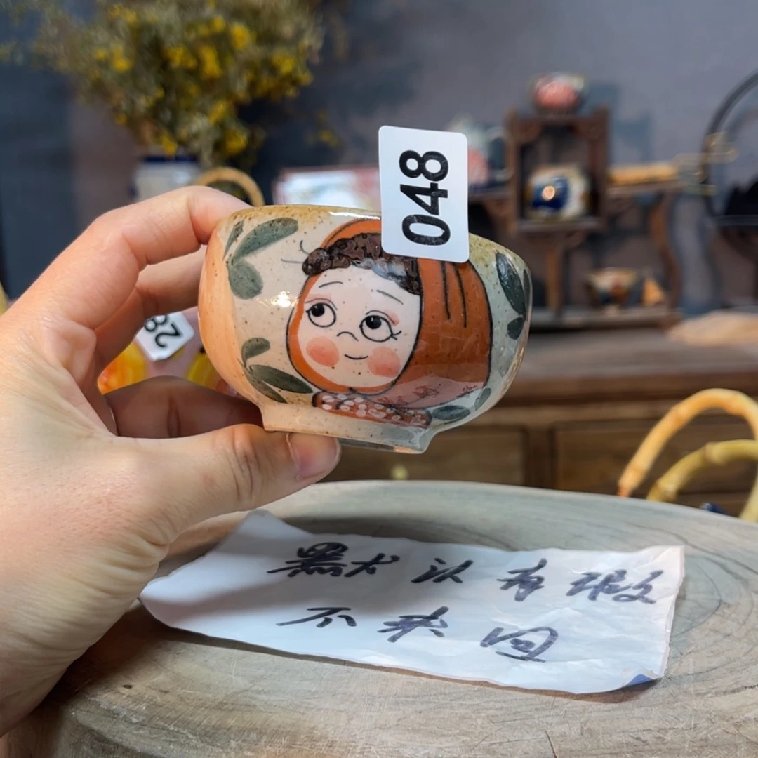 杯上****慧素浅陶瓷手工手绘