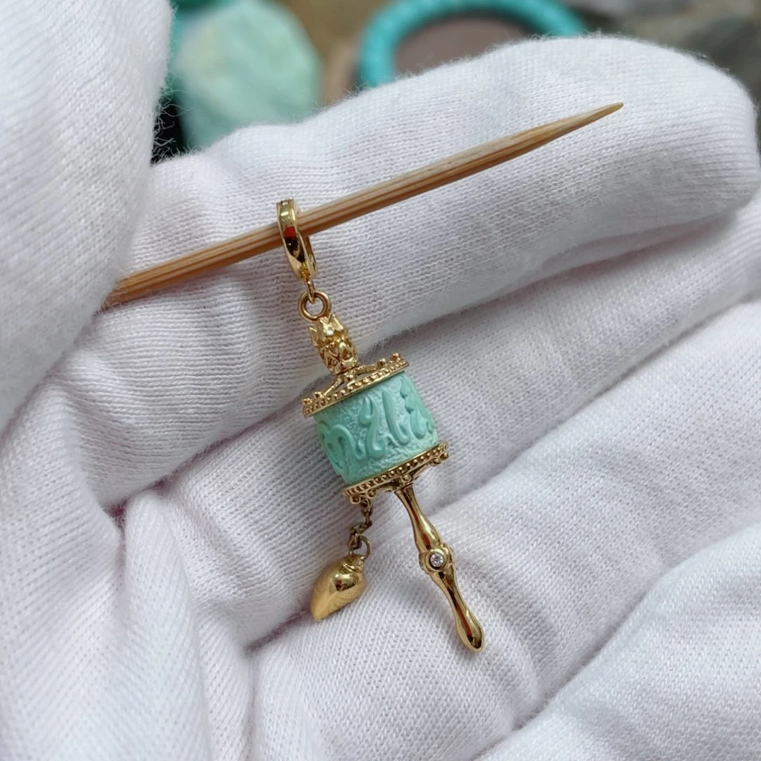 绿松石珠宝奇石18K金镶嵌