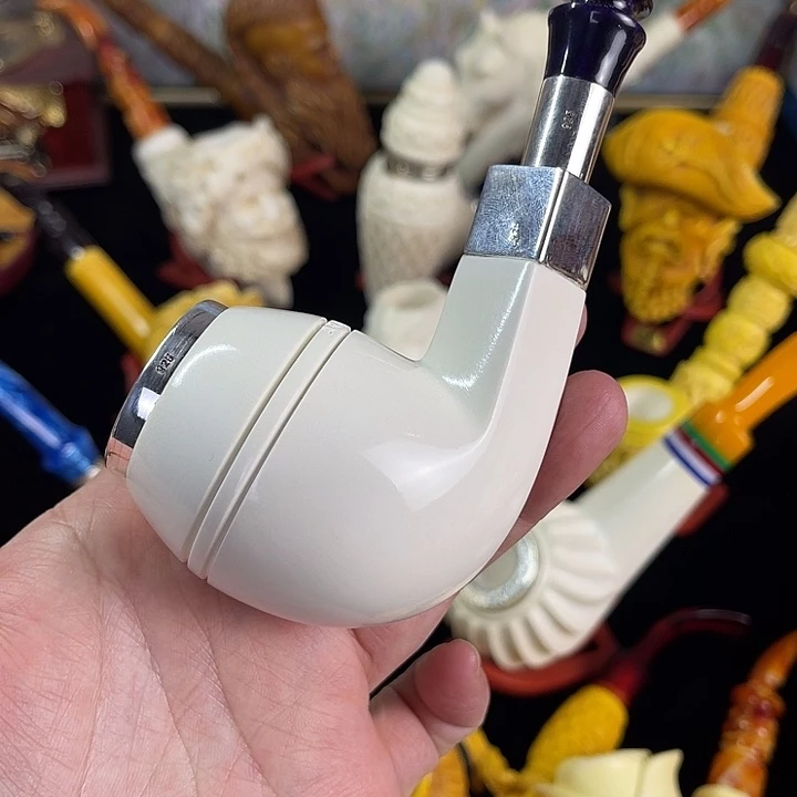 海泡石烟斗大号军插罗得西亚牛头08