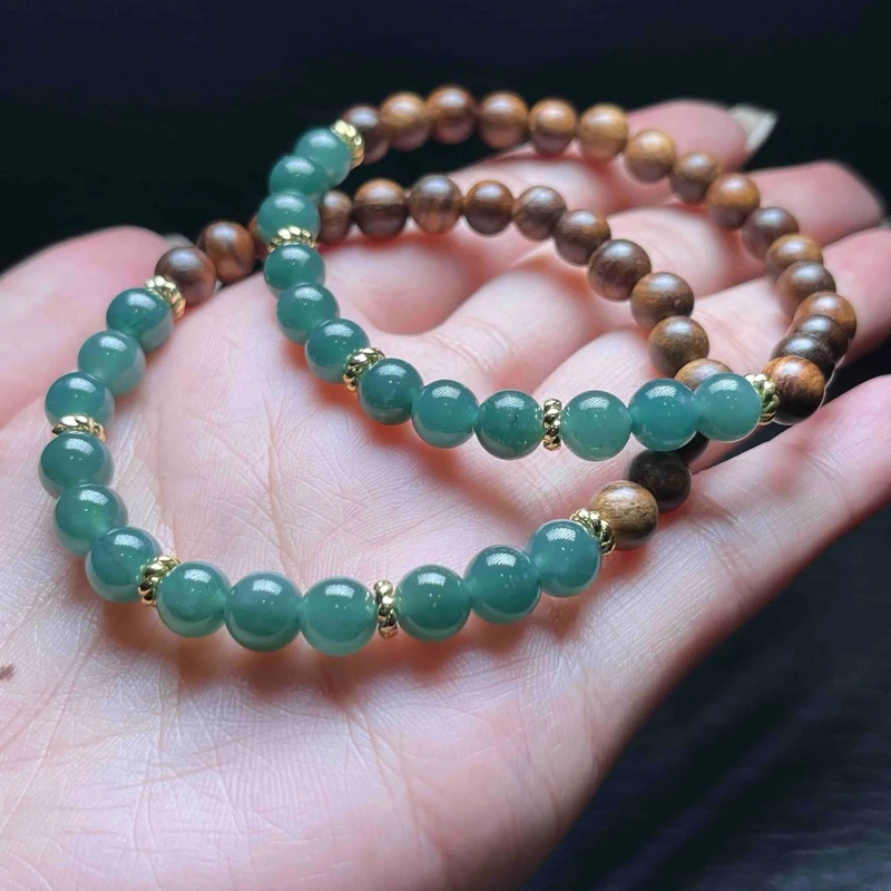 【小魏总返场福利】翡翠黑花梨手串（6mm+）【多样性发一】