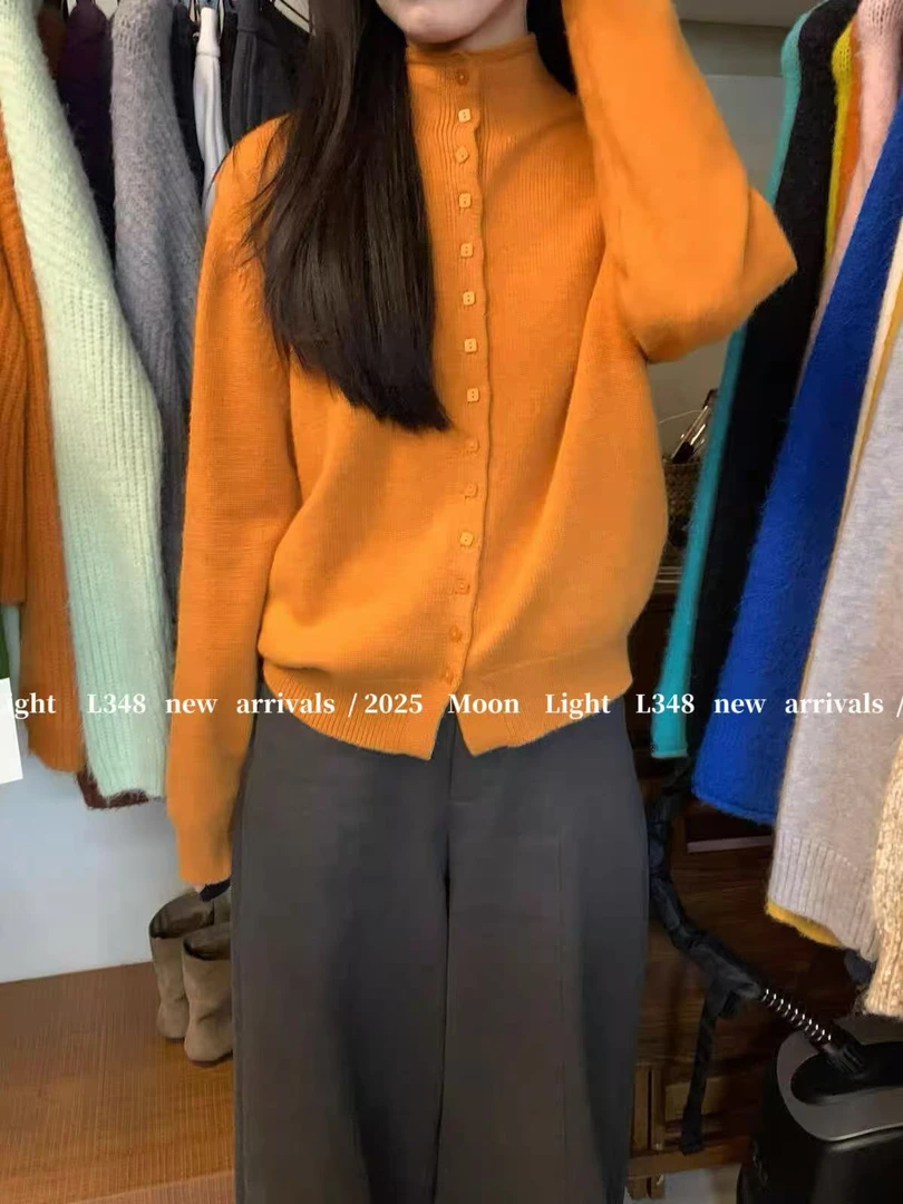 米满满-奶油欧尼（#348）蜜熊绒方扣开衫上衣