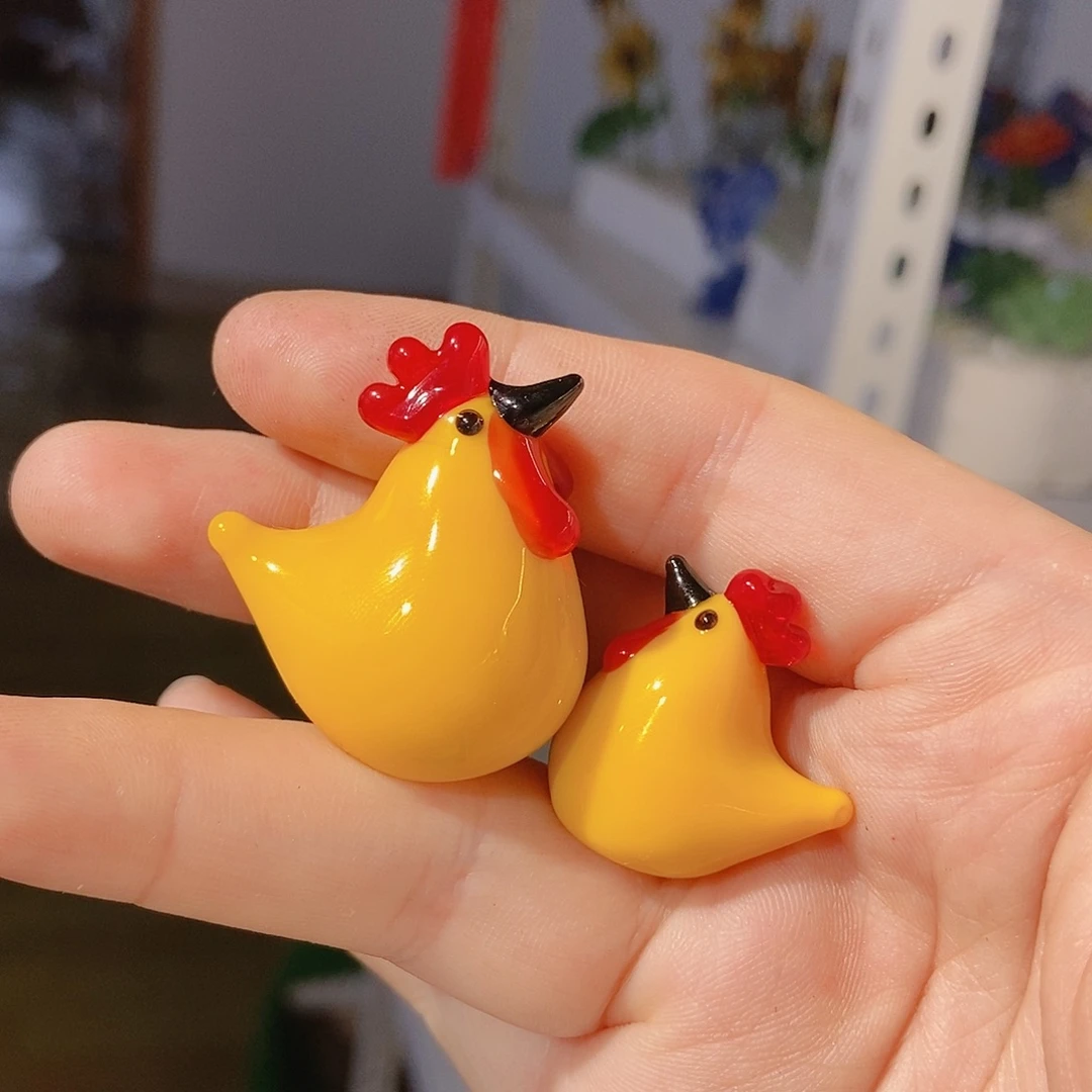 琉璃一对鸡油黄咕咕鸡