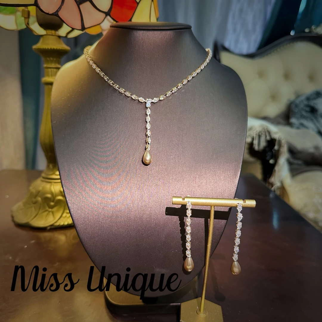 S6453香槟单颗小珠项链套装