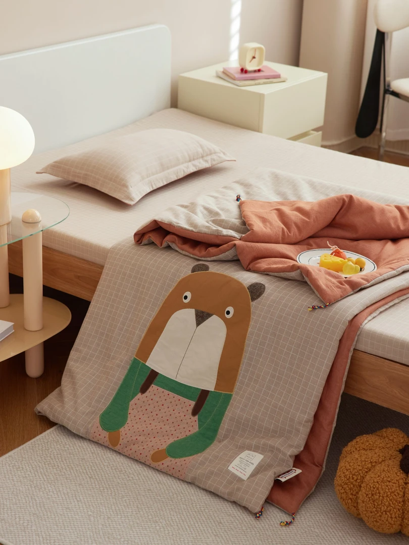 【线下正品】母婴A类100%全棉色织双层纱贴布绣儿童婴幼儿四季被