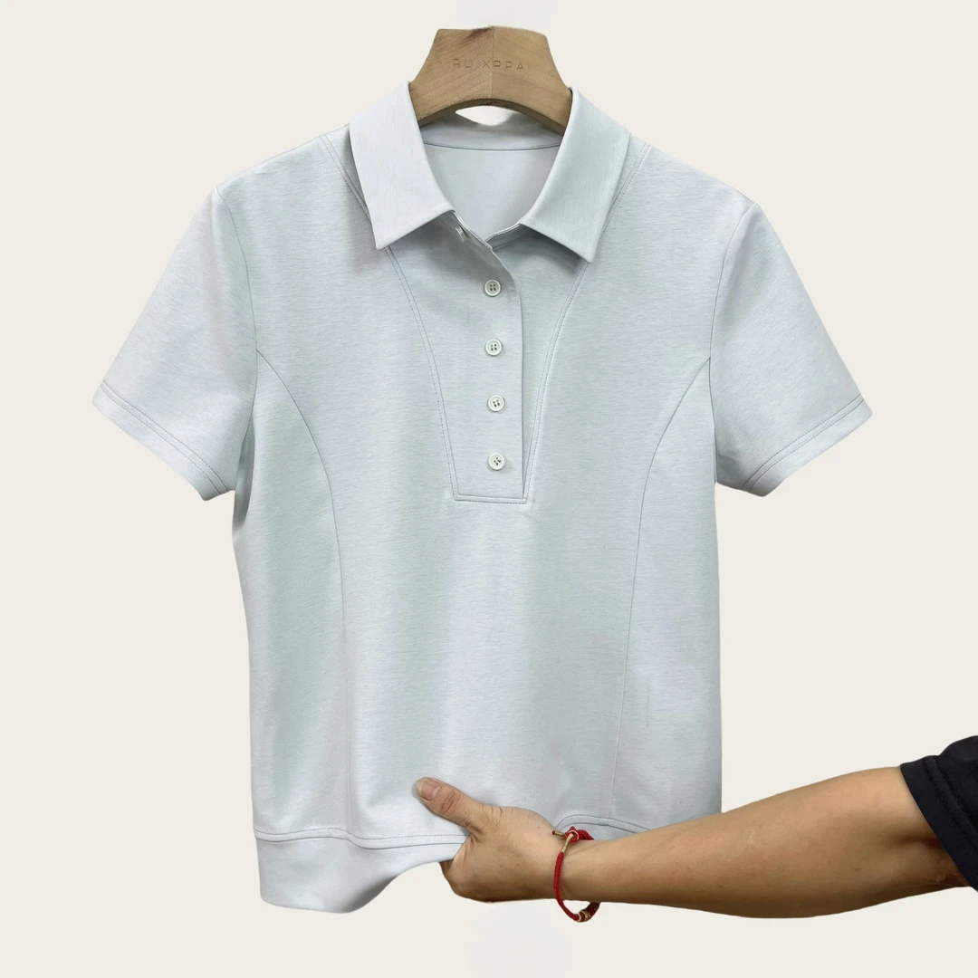 【AOB.RUI】小众设计师款简约时尚翻领短袖女2025夏季新款上衣