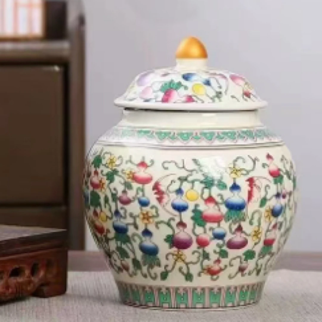 珐琅彩葫芦茶叶罐密封罐储物罐-5166