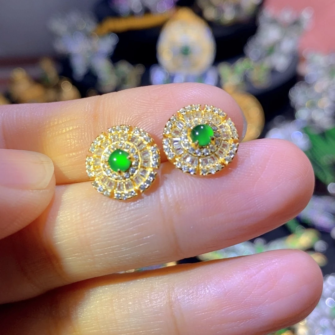 吊坠(不含链)银S925镶嵌翡翠