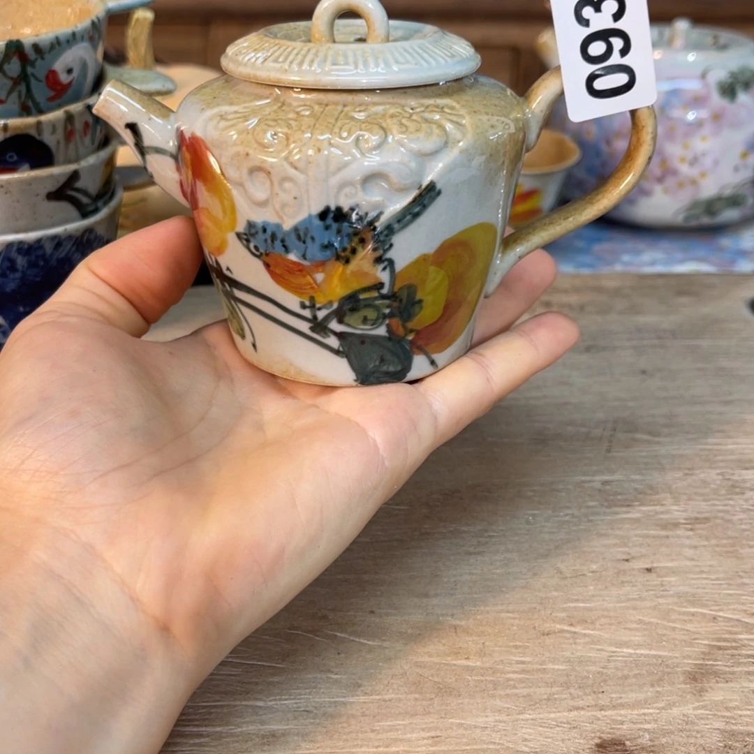 壶素浅陶瓷手工手绘