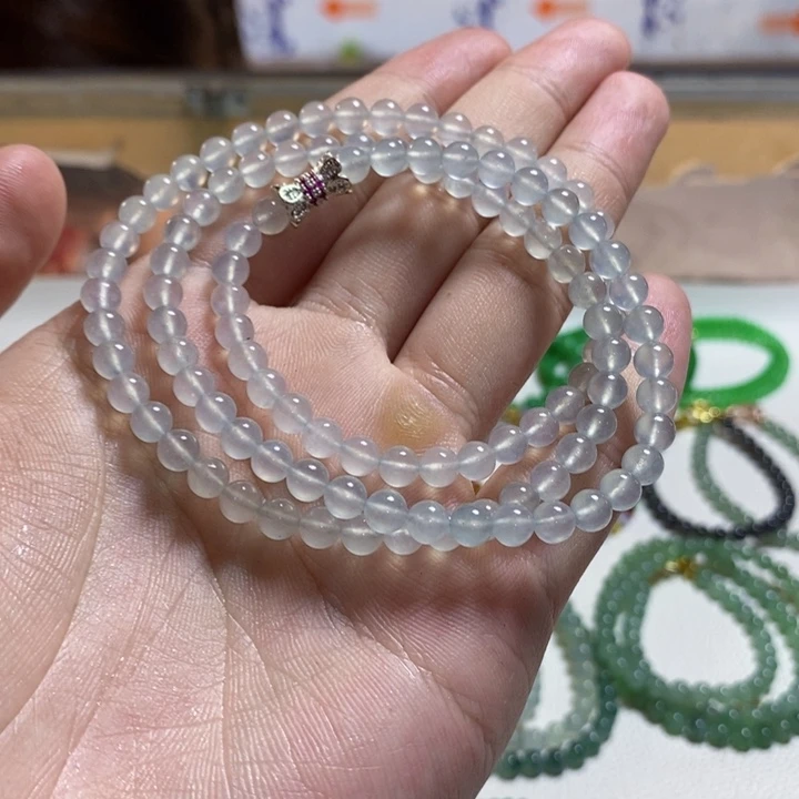 定制翡翠足银镶嵌缅甸翡翠A货卡5.3