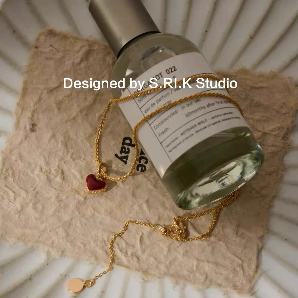 合金项链 十里间【正面红色爱心反面白色爱心】百搭桃心项链耳饰