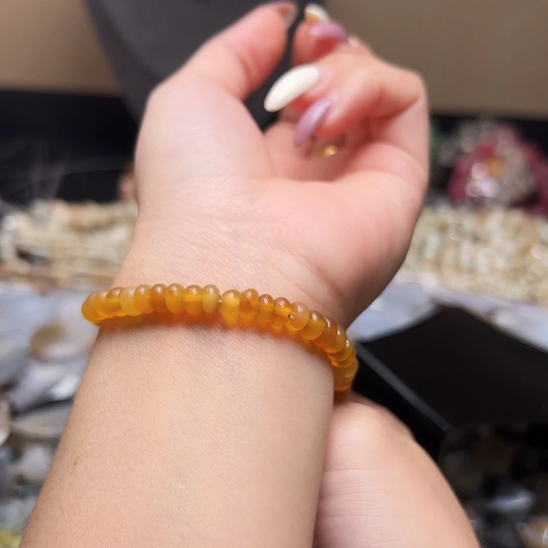 玛瑙/玉髓合金珠宝半成品d678 6m 黄玛瑙一条