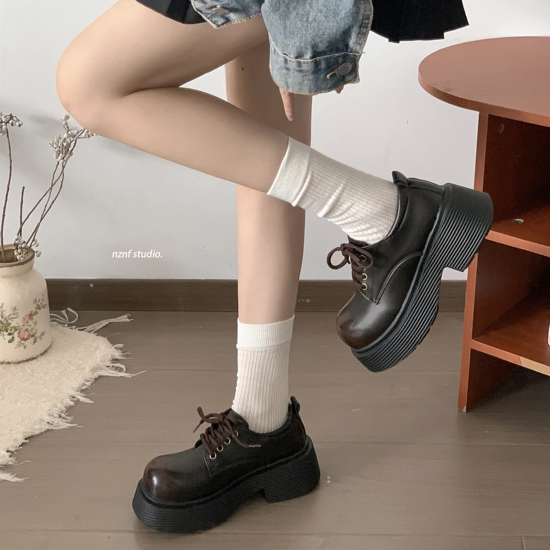南在南方复古英伦风厚底jk小皮鞋女2026新款春秋配裙子小个子单鞋