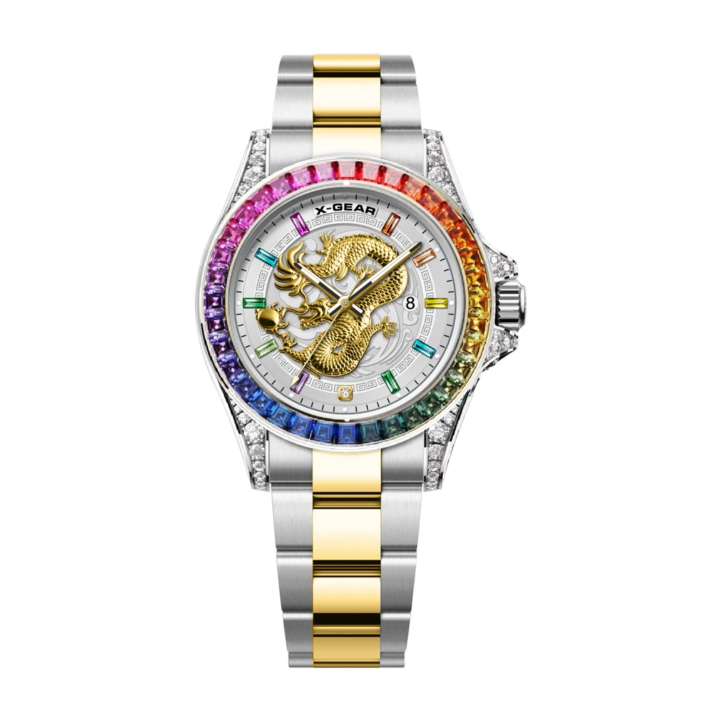 经典龙年限定镶钻防水百搭男士腕表
