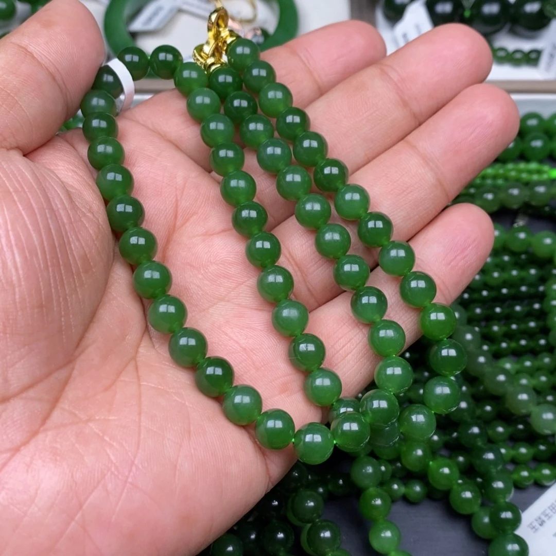 项链未镶嵌和田玉（碧玉）樱**舞8mm