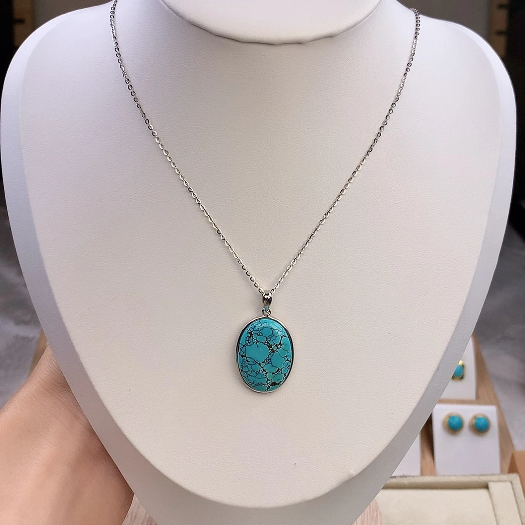 绿松石银S925镶嵌颈饰