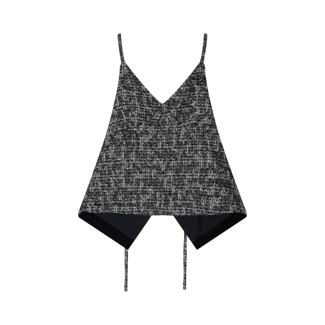 Yyynn Babies辣妹性感显瘦风赫本风小香风挂脖吊带背