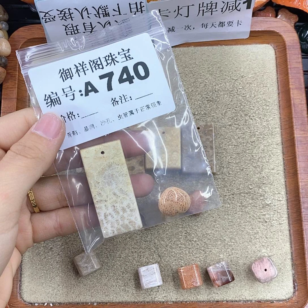 硅化珊瑚（珊瑚玉）颈饰未镶嵌靓*?