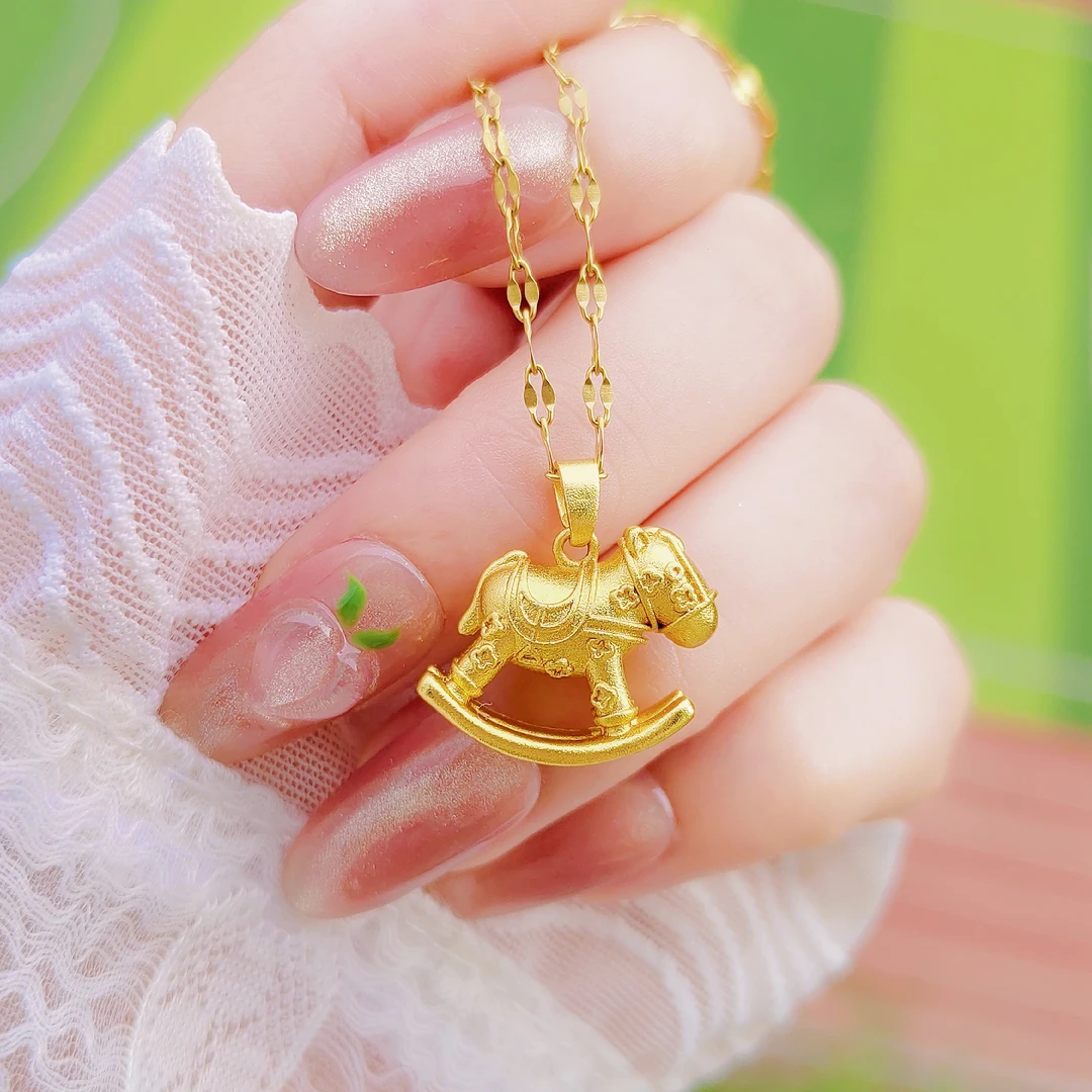 钛钢项链 女士百搭轻奢气质时尚精美坠链金色小众超仙锁骨项链