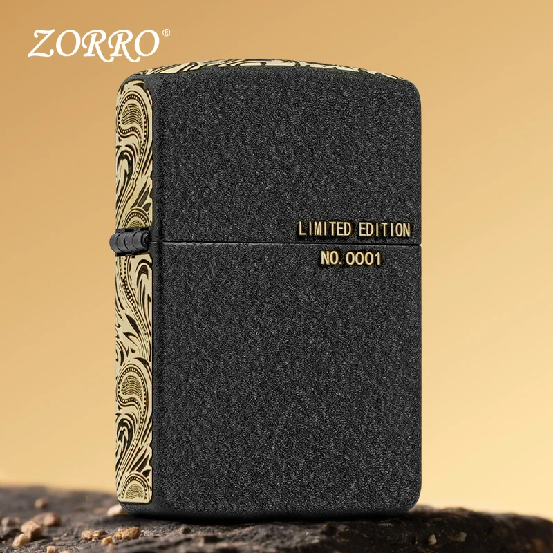 ZORRO佐罗Z910S黑砂限量三面唐草防风煤油打火机送男生七夕礼物